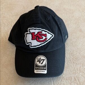 '47 Brand Kansas City Chiefs Black Hat with Red & White Logo